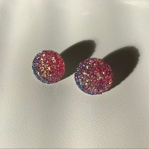 Handcrafted Round Dark Pink Studs Summer